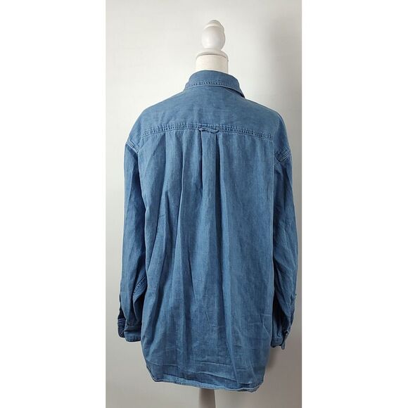 Vintage Warner Brothers Long Sleeve Button Down Denim Shirt Size Large - Picture 3 of 7